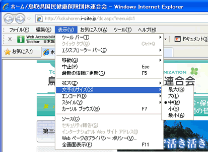 IEの表示メニュー